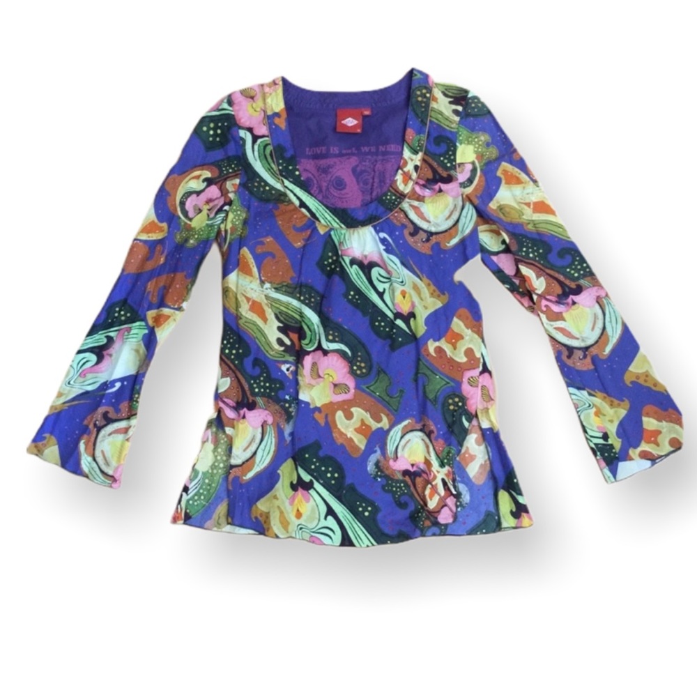Oilily colorful Prints long sleeve shirt Top sz S